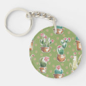Woestijnbloem Stap | Groen patroon Sleutelhanger (Voorkant)