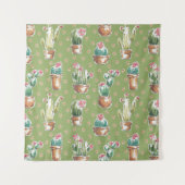 Woestijnbloem Stap | Groen patroon Wandkleed (Voorkant (horizontaal))