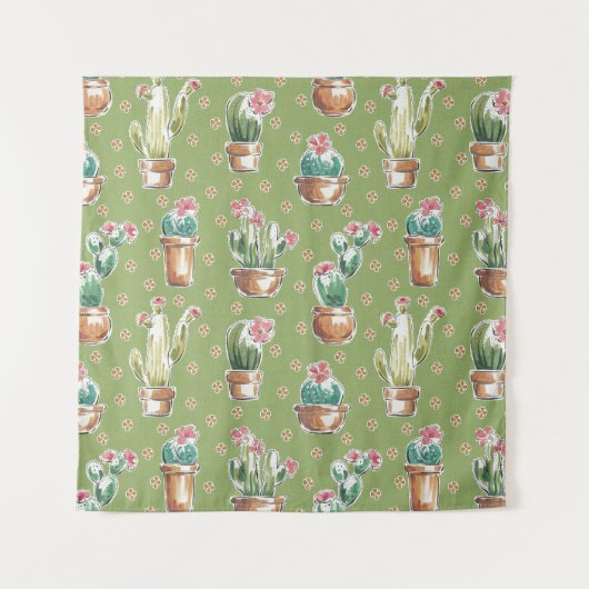 Woestijnbloem Stap | Groen patroon Wandkleed (Voorkant (horizontaal))