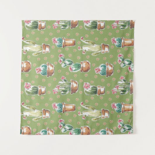 Woestijnbloem Stap | Groen patroon Wandkleed (Voorkant)