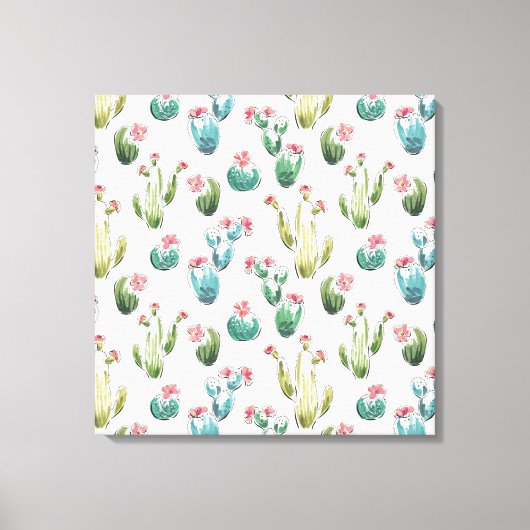 Woestijnbloem Stap | Roze patroon Canvas Afdruk (Voorkant)