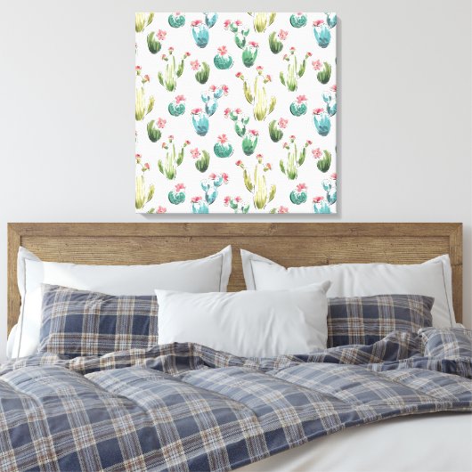 Woestijnbloem Stap | Roze patroon Canvas Afdruk (Insitu (Slaapkamer))