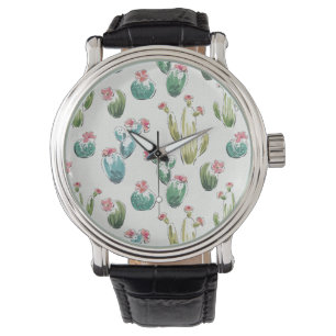 Woestijnbloem Stap   Roze patroon Horloge