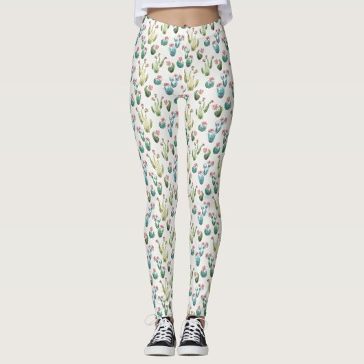Woestijnbloem Stap | Roze patroon Leggings (Voorkant)