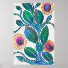 Woestijnbloem, waterverf gemengde media originele  poster