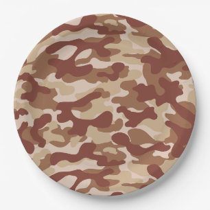 Woestijnbruine camouflage papieren bordje