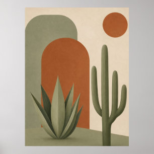 Woestijncactus & Agave Minimalistische Wandkunst Poster