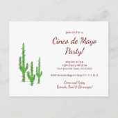 Woestijncactus Cinco de Mayo Fiesta Feest Uitnodiging Briefkaart (Voorkant)