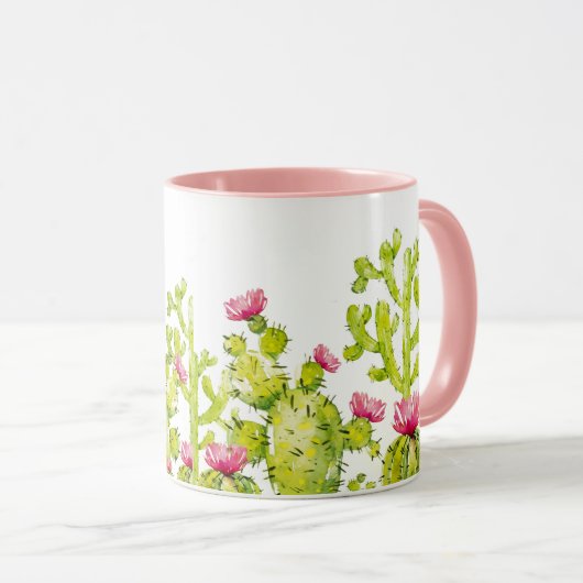  woestijncactus met roze ventilatorkoffie-Mok Mok (Voorkant rechts)