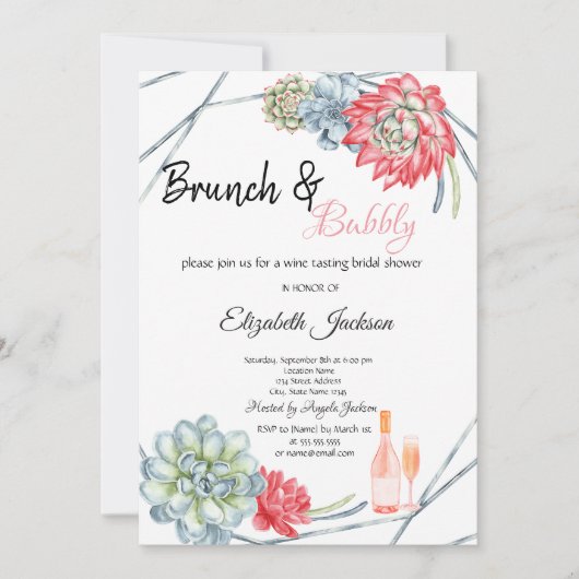 Woestijncactus Rode Brunch & Bruisende Bruiloft Kaart (Voorkant)