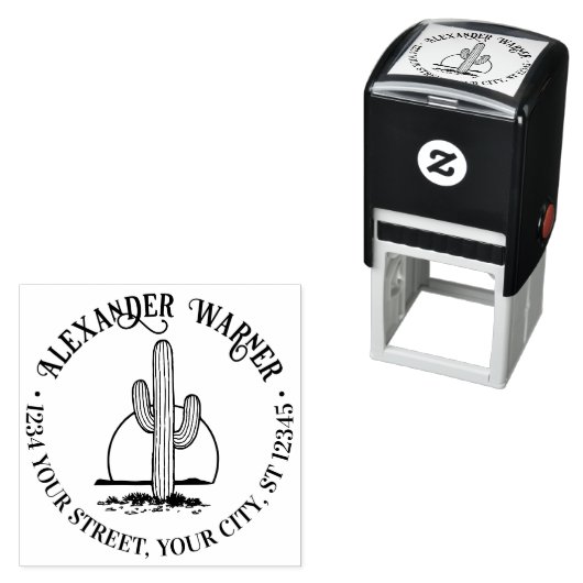 Woestijncactus tegen zonnenaam retouradres zelfinktende stempel (In situ)