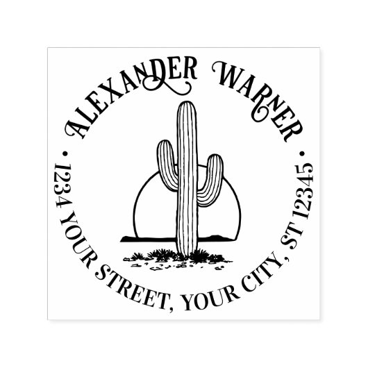 Woestijncactus tegen zonnenaam retouradres zelfinktende stempel (Design)