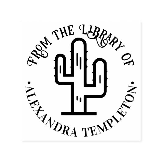 Woestijncactus “Uit de bibliotheek van” Boeknaam Zelfinktende Stempel (Design)