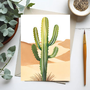 Woestijncactus Waterverf Groene Cacti Briefkaart