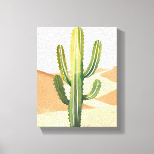 Woestijncactus   Waterverf Groene Cactussen Canvas Afdruk