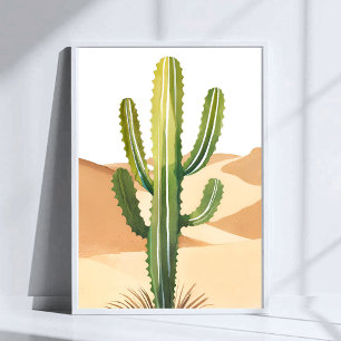 Woestijncactus Waterverf Groene Cactussen Poster