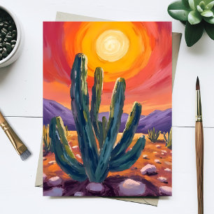 Woestijncactussen Zonsondergang Natuur Landschap Briefkaart