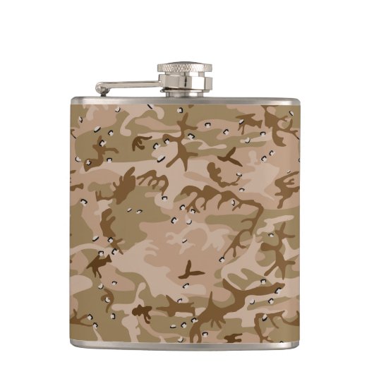 Woestijncamouflage met kiezels, militair, leger heupfles (Voorkant)