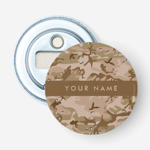 Woestijncamouflagekiezels, jouw naam, Personalisee Button Flesopener