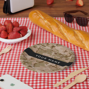 Woestijncamouflagekiezels, jouw naam, Personalisee Papieren Bordje