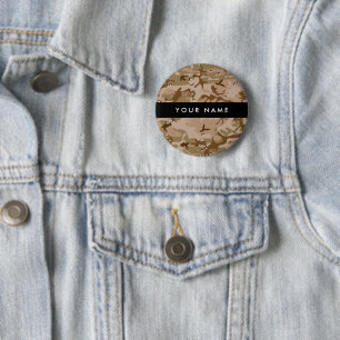 Woestijncamouflagekiezels, jouw naam, Personalisee Ronde Button 5,7 Cm