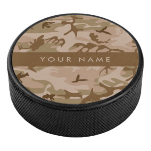 Woestijncamouflagepatroon, jouw naam, Personalisee Hockey Puck