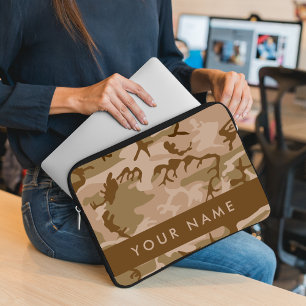 Woestijncamouflagepatroon, jouw naam, personalisee laptop sleeve