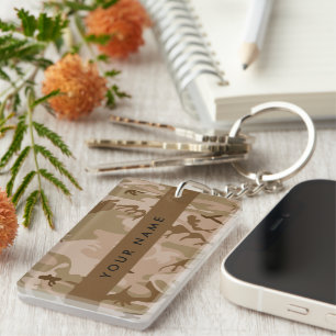 Woestijncamouflagepatroon, jouw naam, personalisee sleutelhanger