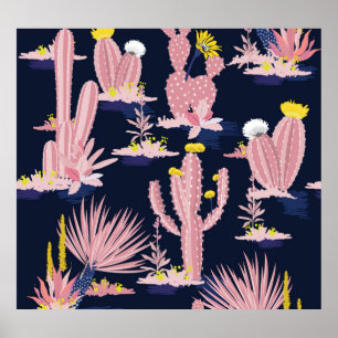Woestijnchic: Pastel Cactus Bloom Poster