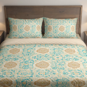 Woestijndroom zand en turquoise bloemen kussensloop