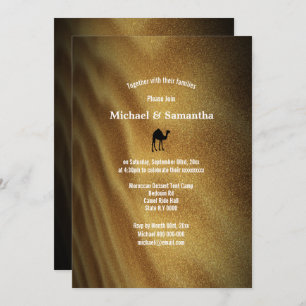 Woestijnduin weekend weg van camel op bruiloft kaart