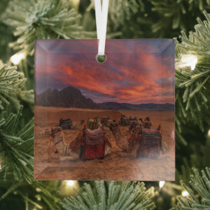 woestijnen   Camels Sinai Mountains Egypt Glas Ornament