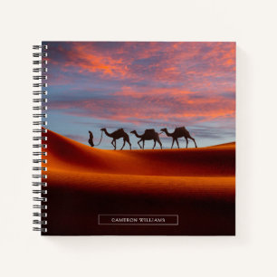 woestijnen Man en kamelen in de Sand Dunes Notitieboek