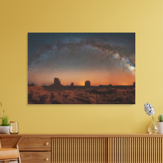 woestijnen | Starry Sky over woestijnlandschap Canvas Afdruk (Insitu (Woonkamer))