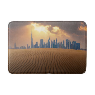 woestijnen Uitzicht van Dubai Skyline uit Sand D Badmat