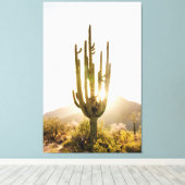 Woestijnfotografie Decor met Cactus Canvas Afdruk (Insitu (Houten vloer))