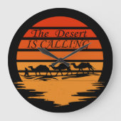 woestijngebied met kamelen grote klok (Voorkant)