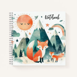 Woestijnknuffels – Vos en Jong bij Zonsondergang Notitieboek