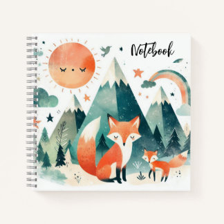 Woestijnknuffels – Vos en Jong bij Zonsondergang Notitieboek