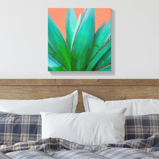 Woestijnlandschap Botanisch Groen Agave Canvas Afdruk (Insitu (Slaapkamer))