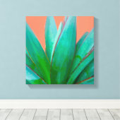 Woestijnlandschap Botanisch Groen Agave Canvas Afdruk (Insitu (Houten vloer))