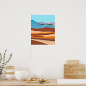 Woestijnlandschap in Rust Sinaasappel en Aqua Poster (Keuken)