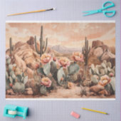 Woestijnlandschap met bloeiende cactussen decoupag tissuepapier (Craft)