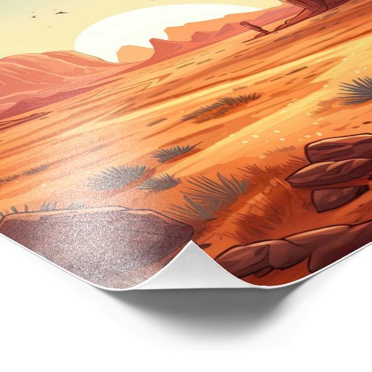 Woestijnlandschap met cactus scène foto afdruk (Hoek)