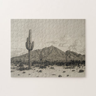 Woestijnlandschap met Cactus Scene Puzzle Legpuzzel