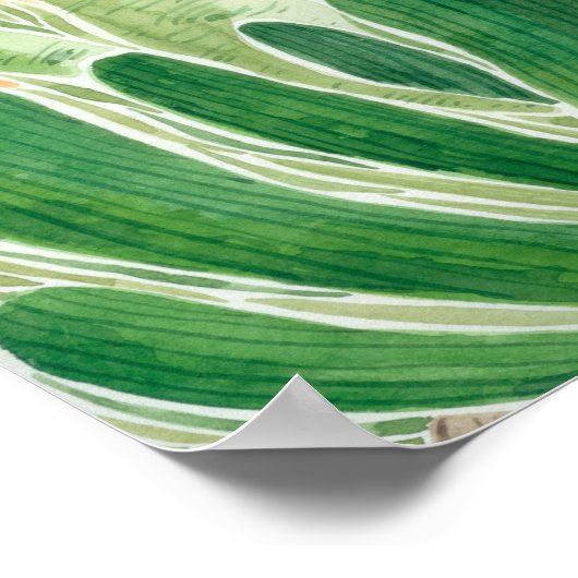 Woestijnlandschap met cactus-Waterverf afdrukken Poster (Hoek)