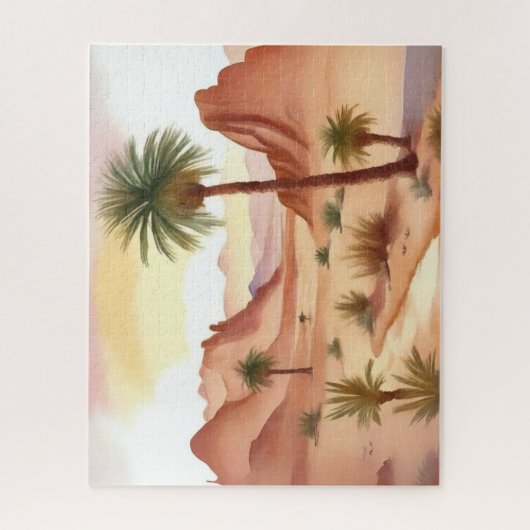 Woestijnlandschap met dadelpalmen legpuzzel (Verticaal)