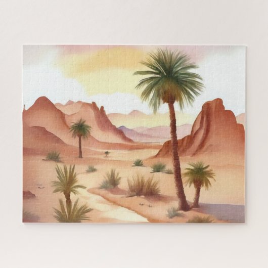Woestijnlandschap met dadelpalmen legpuzzel (Horizontaal)