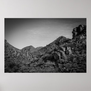 woestijnlandschap met graffiti poster