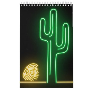 Woestijnlandschap Neon Bord Kalender